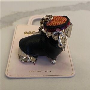 Anthropologie Silver and Black Dachshund bag charm